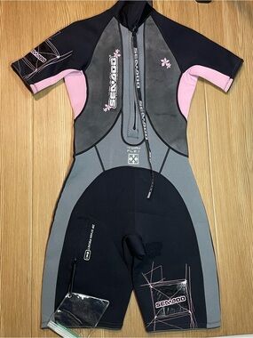 Sea-Doo BRP 4-Way Flex Wetsuit Women's Size 9/10 Pink Black Shorty